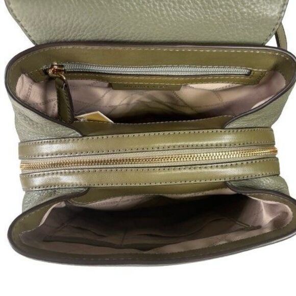 MICHAEL KORS MK Raven Pebble Leather Medium Backpack Handbag Olive Green $328 - Picture 7 of 16
